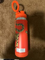 Tiger Print Stainless Steel Insulated Water Bottle With Carry Handle – Orange