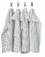 RINNIG Tea Towel - white/dark gray/patterned