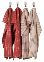 RINNIG Tea Towel - red/beige striped